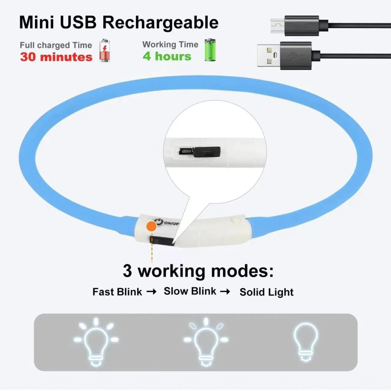 PawPeak NightTrail LED Dog Collar